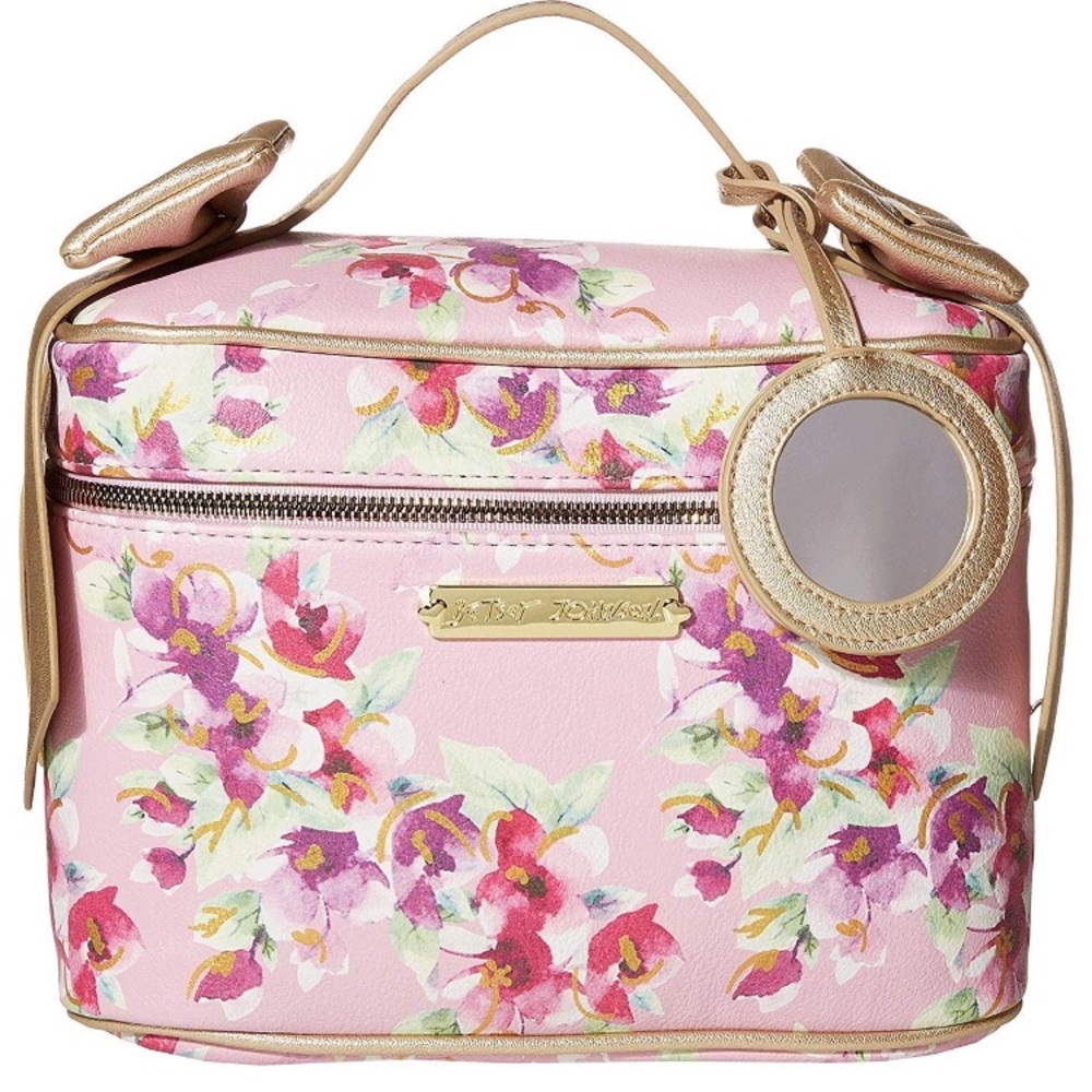 NWT Betsy Johnson DBL Bow Train Case Blush Multi - Picture 1 of 8